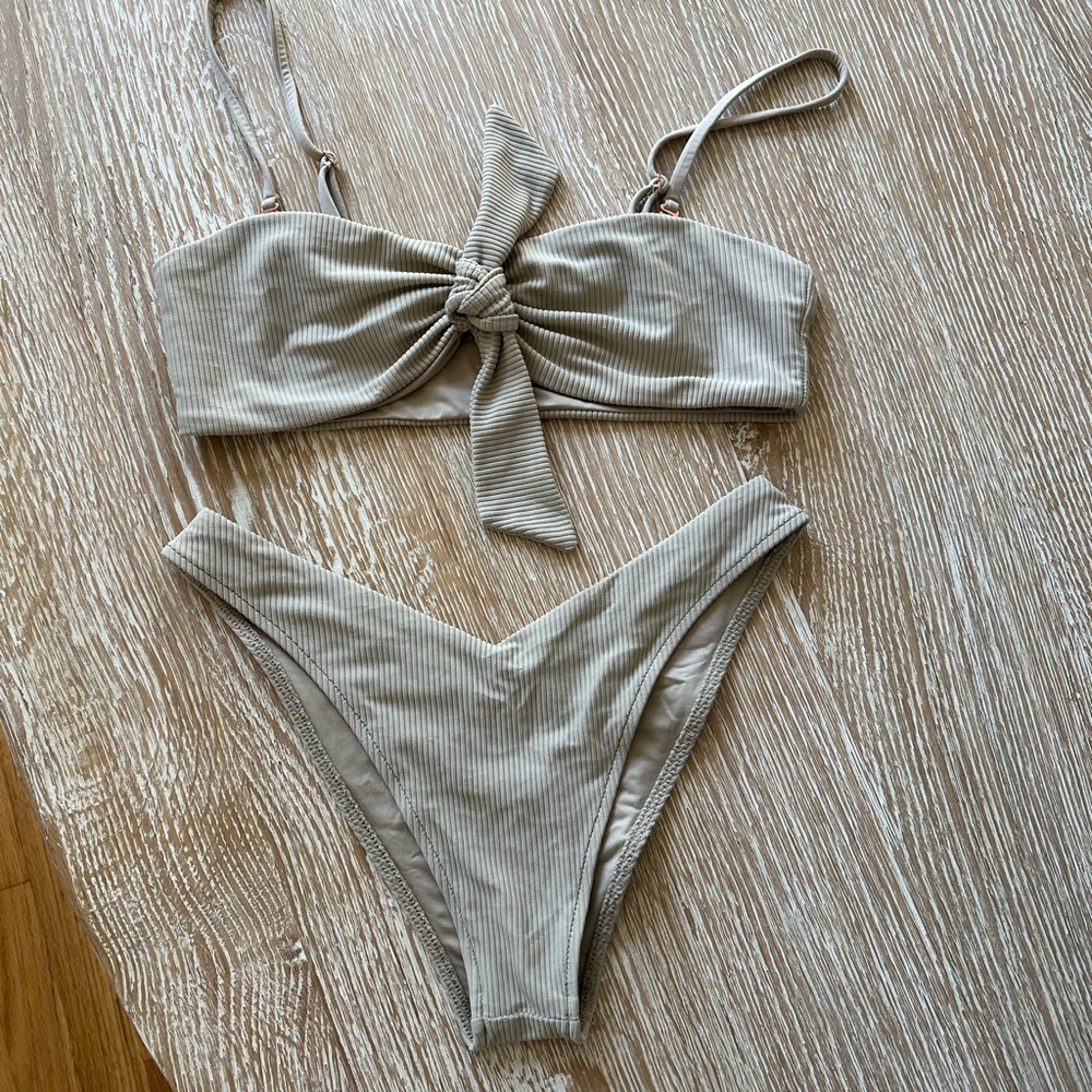 Frankie’s Bikinis Tan Bikini Set Medium